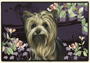 Springtime Yorkies Decorative Pet Mat Product Image